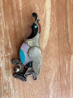 Inlay Bird Brooch with Turquoise